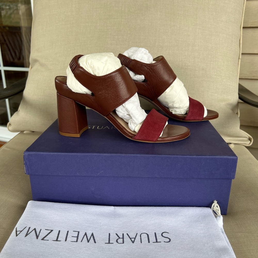 Stuart Weitzman NWT Women's Suede & Leather Block Heel